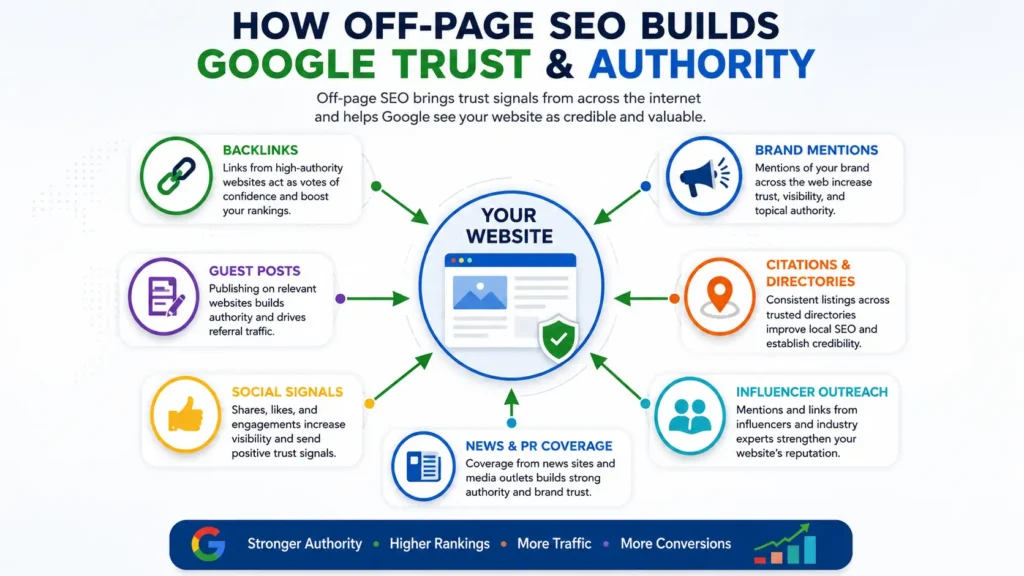 Off-Page SEO Services 2 how off-page SEO builds Google trust using backlinks brand mentions and citations