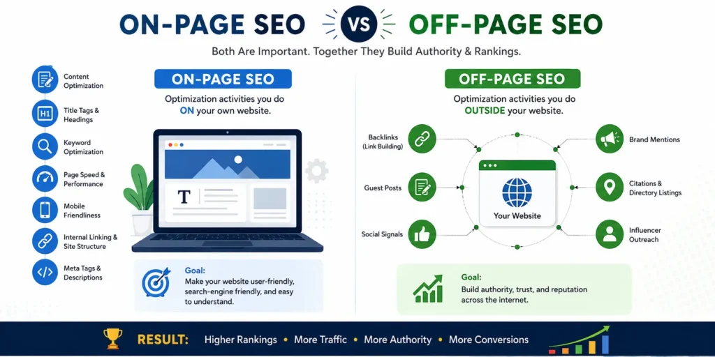Off-Page SEO Services 1 off-page SEO services comparison between on-page SEO and off-page SEO strategies