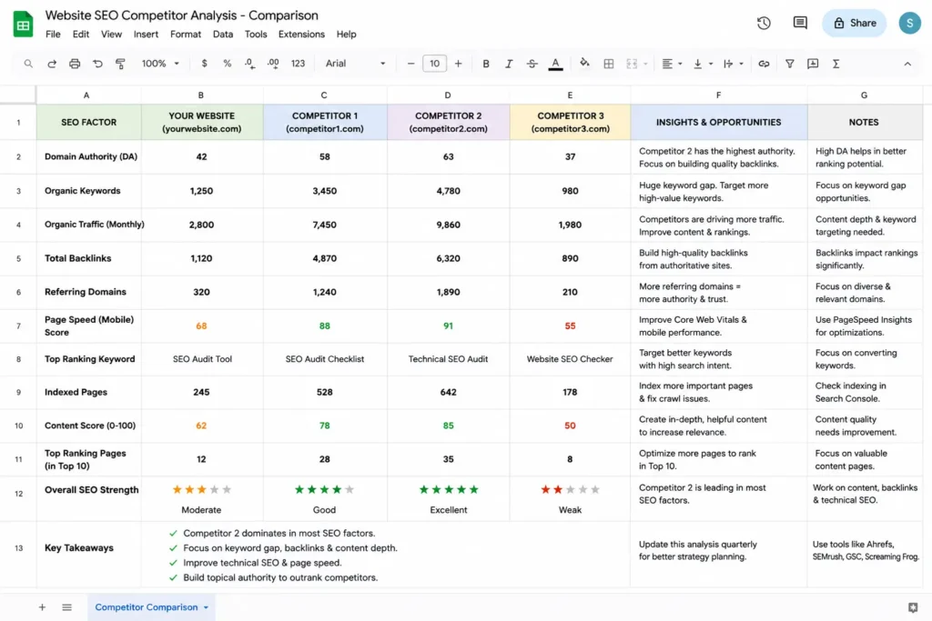 Competitor Analysis for SEO 3 Website SEO competitor analysis for seo comparison