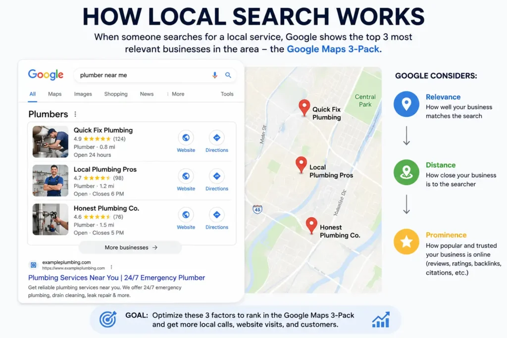Local SEO Services 1 local seo services results in google maps 3-pack"
